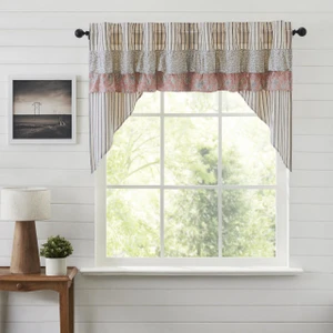 Kaila Floral Ticking Blue Swag Curtain Pair - 810055894680