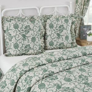 Dorset Green Floral Ruffled Euro Sham - 840233904740