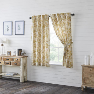 Dorset Gold Floral Short Curtain Pair - 840233904573