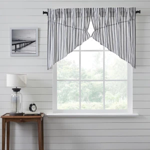 Sawyer Mill Black Ticking Stripe Prairie Swag Pair - 840233900223