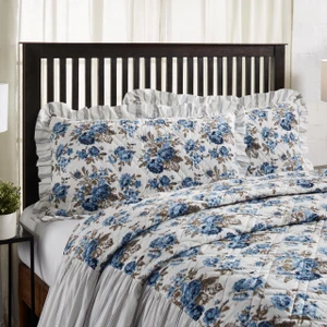 Annie Blue Floral Quilted Sham - 810055892945