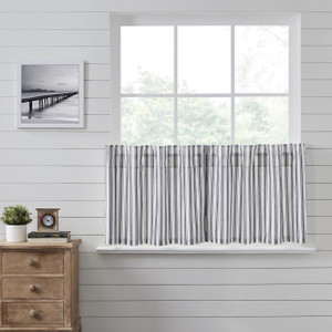 Sawyer Mill Black Ticking Stripe Tier Curtain Pair - 840233900254