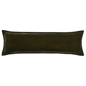 Stella Faux Silk Velvet Fern Green Embroidered Lumbar Pillow - 840118816069