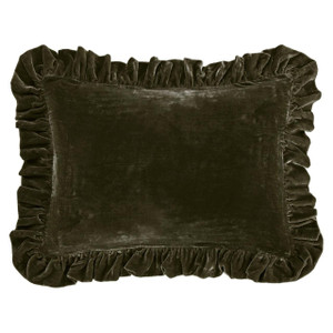Stella Faux Silk Velvet Fern Green Ruffled Dutch Euro Pillow - 840118816014