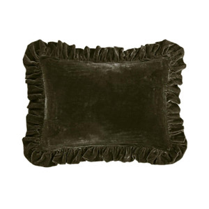 Stella Faux Silk Velvet Fern Green Ruffled Oblong Pillow - 840118816052