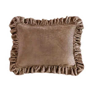 Stella Dusty Rose Silk Velvet Ruffled Dutch Euro Pillow - 840118815369