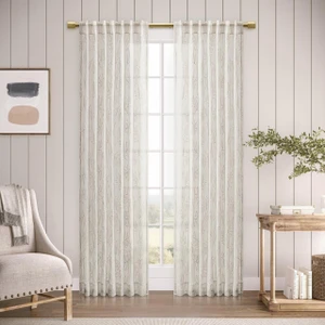 Sheer Leaf Curtain  Back Tabs - 842249047718