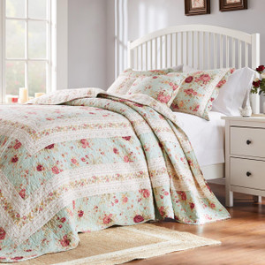 Antique Rose Blue Bedding Collection -