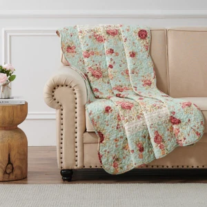 Antique Rose Blue Throw - 636047437655