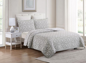 Grey Medallion Coverlet Set - 008246712312