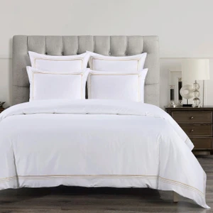 Embroidered Border Light Gold Bedding Collection -