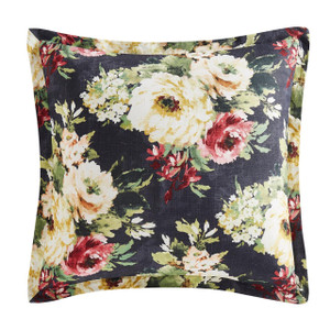Peony Washed Linen Charcoal Euro Sham - 840118816465