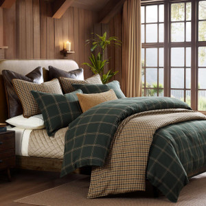 Windowpane Plaid Hunter Green Bedding Collection -