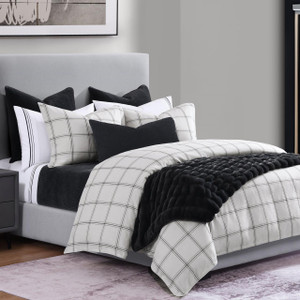 Windowpane Plaid White Comforter Collection -