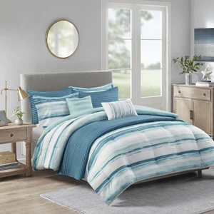 Marina 8 Piece Printed Seersucker Comforter and Quilt Set Collection - 022164184808
