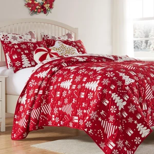 Peppermint Party Red Coverlet Collection -