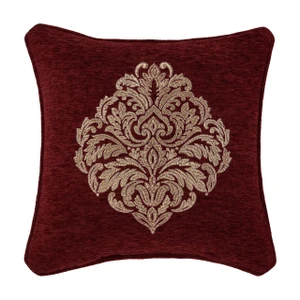 Laurenza Crimson 18" Square Embellished Pillow - 193842151556