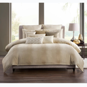 Waterford Highline Windham Straw King / Cal King 3 Piece Duvet Set