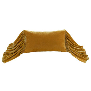Stella Faux Silk Velvet Saffron Long Ruffled Pillow - 840118826891