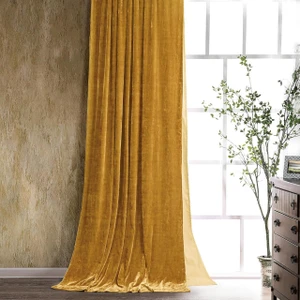 Stella Faux Silk Velvet Saffron Curtain - 840118826532
