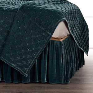 Stella Faux Silk Velvet Storm Blue Bed Skirt - 840118826549