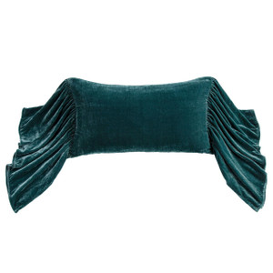 Stella Faux Silk Velvet Storm Blue Long Ruffled Pillow - 840118826877
