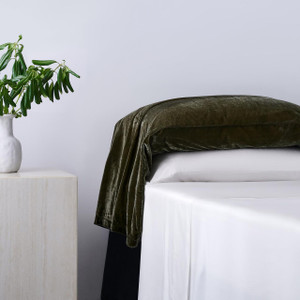 Stella Faux Silk Velvet Fern Green Waterfall Pillowcase Set - 840118829076