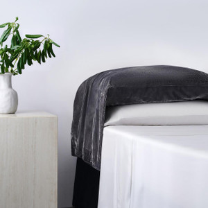 Stella Faux Silk Velvet Slate Waterfall Pillowcase Set - 840118829137