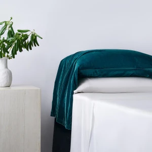 Stella Faux Silk Velvet Teal Waterfall Pillowcase Set - 840118829168