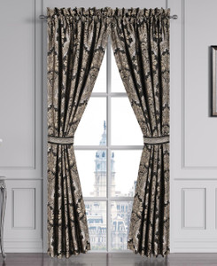 Harriman Black Lined Rod Pocket Curtain Pair - 193842163344
