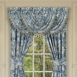 Michaela Prussian Navy Waterfall Valance - 193842163115