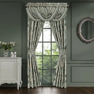 Alina Dusty Teal Lined Rod Pocket Curtain Pair - 193842164983