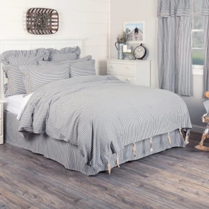 Farmhouse Ticking Blue Duvet Cover - 840528172328