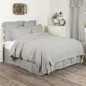 Farmhouse Ticking Gray Duvet Cover - 840528187759