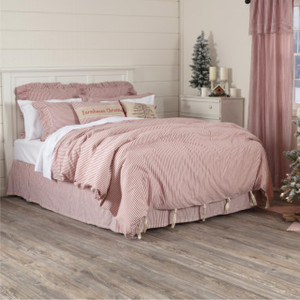 Farmhouse Ticking Red Duvet Cover - 840528174797