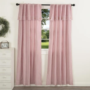 Farmhouse Ticking Red Curtain Pair - 840528174834