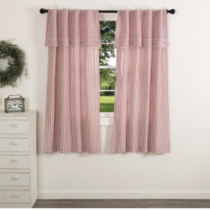 Farmhouse Ticking Red Short Curtain Pair - 840528174919