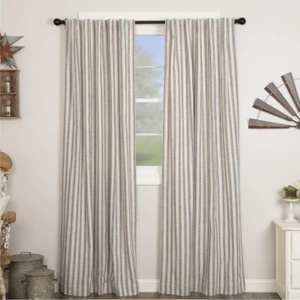 Market Place Blue Ticking Stripe Curtain Pair - 840528188206