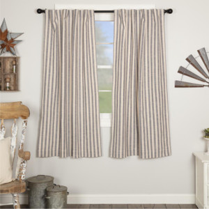 Market Place Blue Ticking Stripe Short Curtain Pair - 840528188213