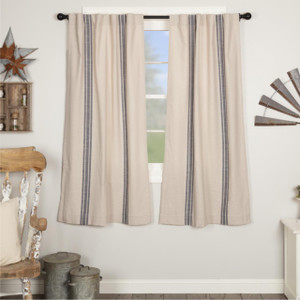 Market Place Blue Grain Sack Stripe Short Curtain Pair - 840528188268