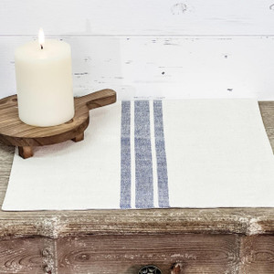 Market Place Blue Grain Sack Stripe Tablemat Set of 2 - 840233920085