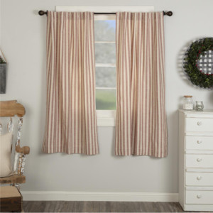 Market Place Red Ticking Stripe Short Curtain Pair - 840528195747