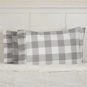 Madison Check Gray Pillow Cover Set of 2 - 840528197741