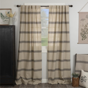 Mill House Stripe Black Curtain Pair - 840528196676