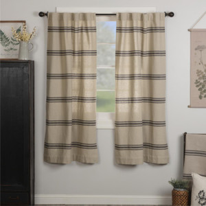 Mill House Stripe Black Short Curtain Pair - 840528196683