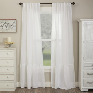 Provincial Linen White Curtain Pair - 840233901589