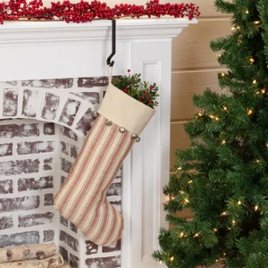 Sleigh Bells Ring Ticking Stripe Stocking - 840528195938