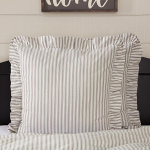 Timeless Ticking Gray Ruffled Euro Sham - 810055896158
