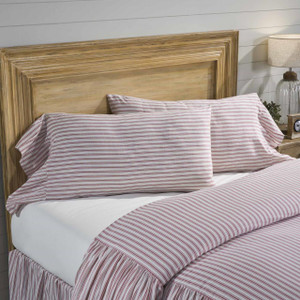 Timeless Ticking Red Ruffled Pillow Sham Set of 2 - 840233912202