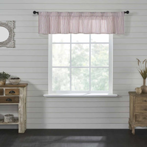 Timeless Ticking Red Ruffled Valance - 840233912288